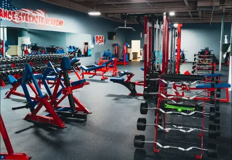 Full gym floor view at Performance Strength Academy